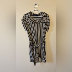 Striped Short Sleeve Dress with Belt